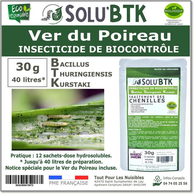 SoluBTK - Ver du Poireau 30gr Bacillus thuringiensis