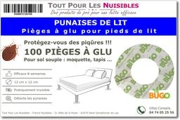 100 Pièges Punaises de lit à glu pour Pied de lit - Sol Souple