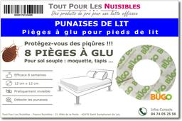 8 Pièges Punaises de lit à glu pour Pied de lit - Sol Souple