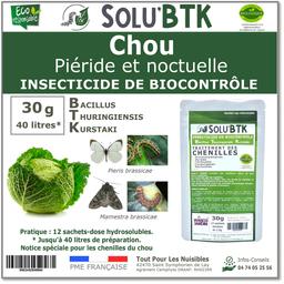 SoluBTK - Chou : Piéride et Noctuelle 30 g Bacillus thuringiens