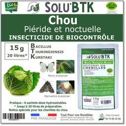 SoluBTK - Chou : Piéride et Noctuelle 15 g Bacillus thuringiensi