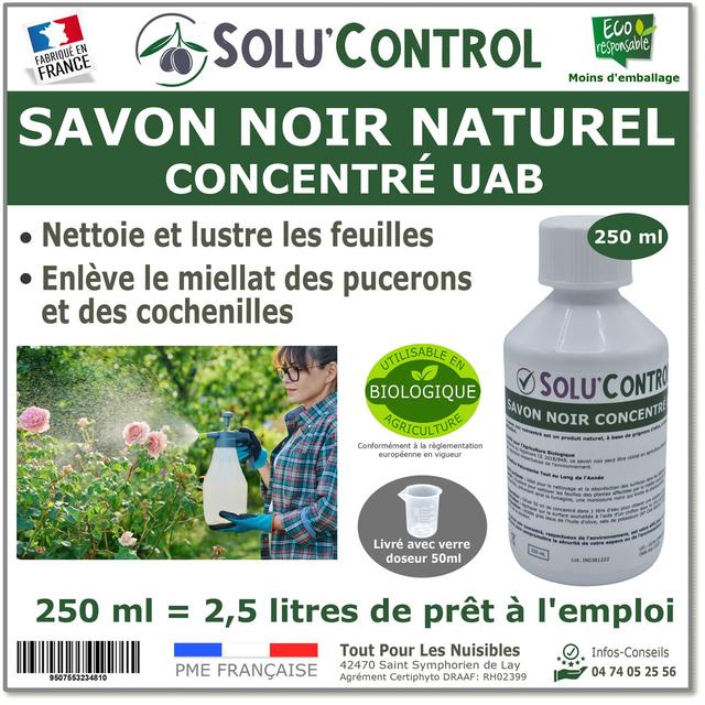 Savon Noir Concentré 250ml - Enlève miellat pucerons cochenilles