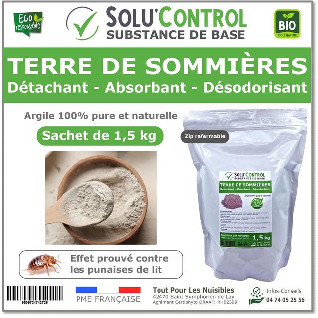 Terre de Sommières 1,5 kg - Détachant, Anti-Odeur & Anti-Punaise