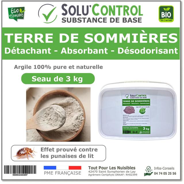 Terre de Sommières 3 kg - Détachant, Anti-Odeur & Anti-Punaises