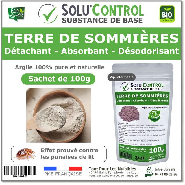 Terre de Sommières 100g - Détachant, Anti-Odeur & Anti-Punaises