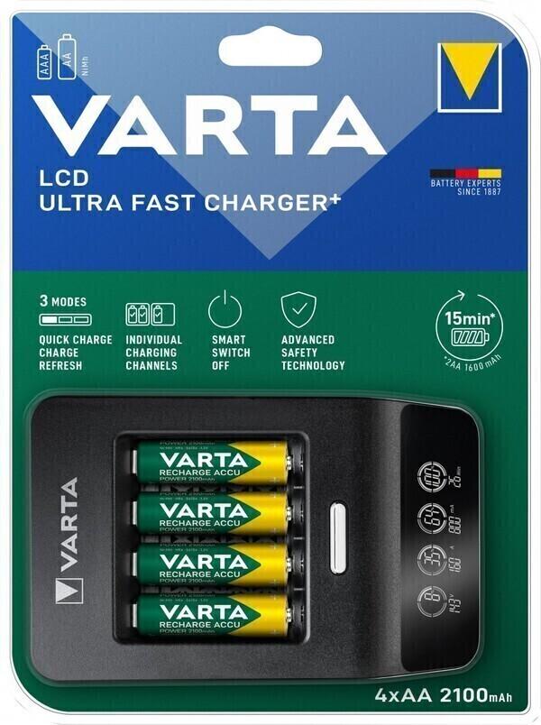 Batterie rechargeable Varta NiMH, chargeur rapide universel, LCD