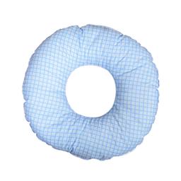 Coussin rond post natal bleu à carreaux