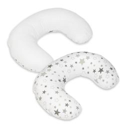 Coussin appui-tête Etoiles grises et blanches sur fond blanc 