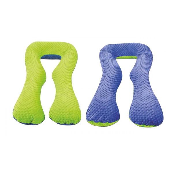 Coussin Grossesse/Allaitement forme en U bleu  vert