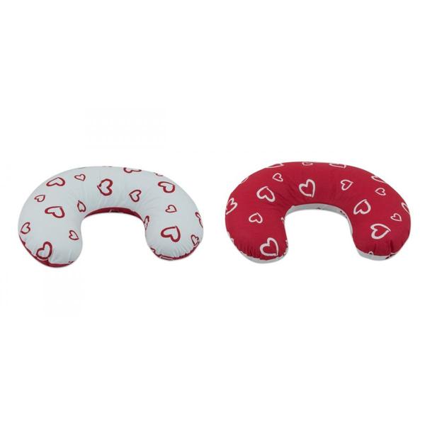 Coussin appui-tête coeurs blancs sur fond rouge - coeurs rouges