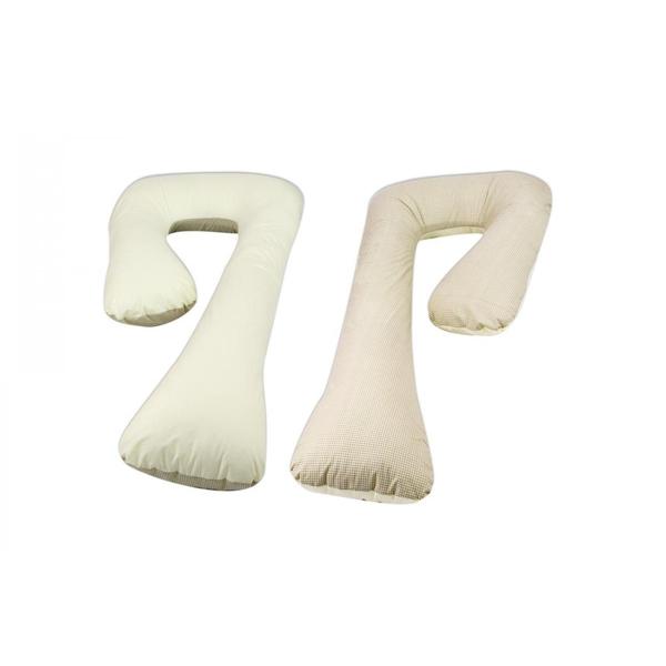 Coussin d'accouchement pre/post natal beige à carreaux 