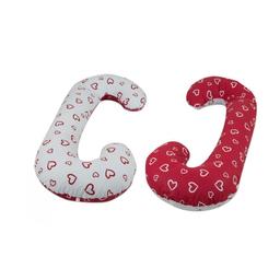 Coussin usages multiples coeurs blancs sur fond rouge - coeurs