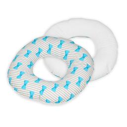 Coussin rond post natal noeuds papillons  blanc