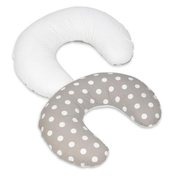 Coussin appui-tête pois sur fond gris  blanc