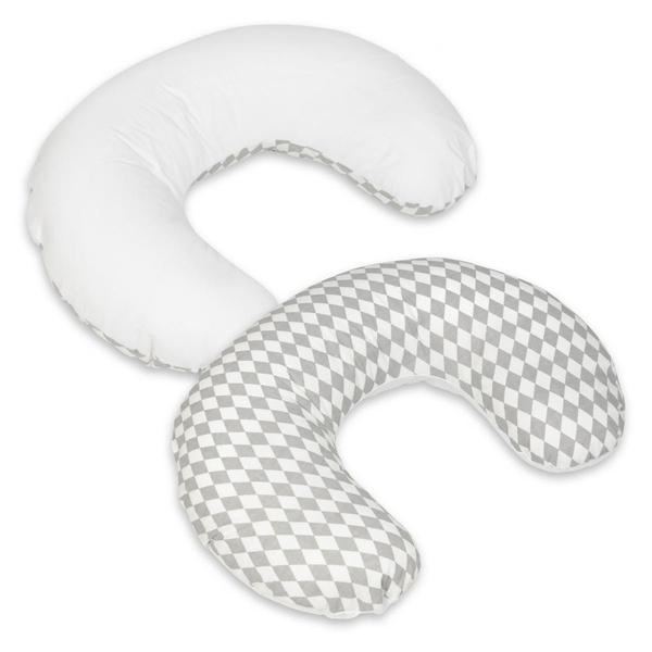 Coussin appui-tête Losanges gris et blancs  blanc