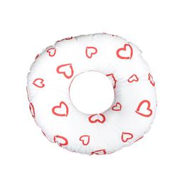 Coussin rond post natal - coeurs rouges sur fond blanc - rouge