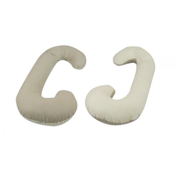 Coussin usages multiples beige à carreaux  crème