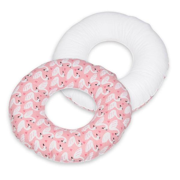 Coussin rond post natal cygnes - blanc