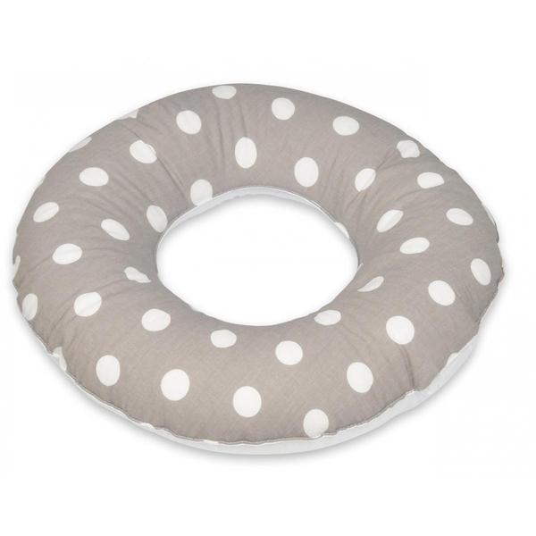 Coussin rond post natal pois de gris