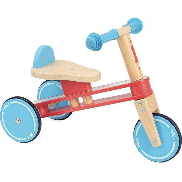 Porteur Tricyclette en bois  3 roues Rouge & Bleu