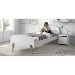 Lit 90x200 et Chevet 1 porte Kiddy - Blanc