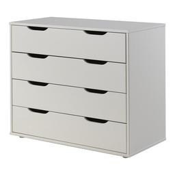 PINO Commode 4 tiroirs MDF Blanc 85,5 x 43 x 72 cm