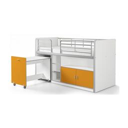 BONNY Lit mi-hauteur avec bureau et rangement 90x200 Orange