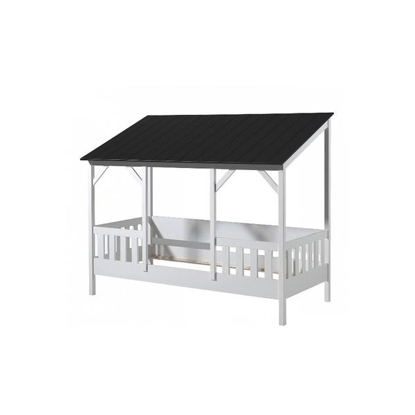 MALIA Lit cabane 90x200 avec toit noir