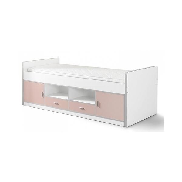 BONNY Lit capitaine 90x200 Rose clair sans sommier