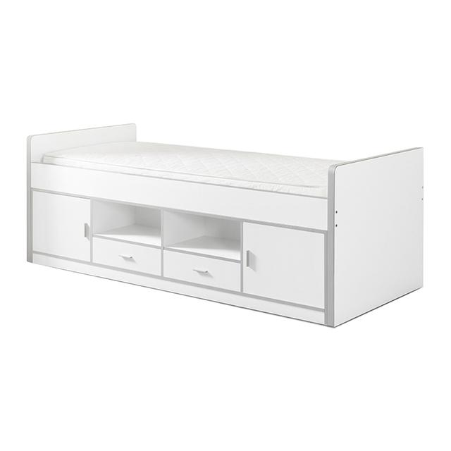 Lit Capitain 90x200 Sommier Inclus Bonny - Blanc