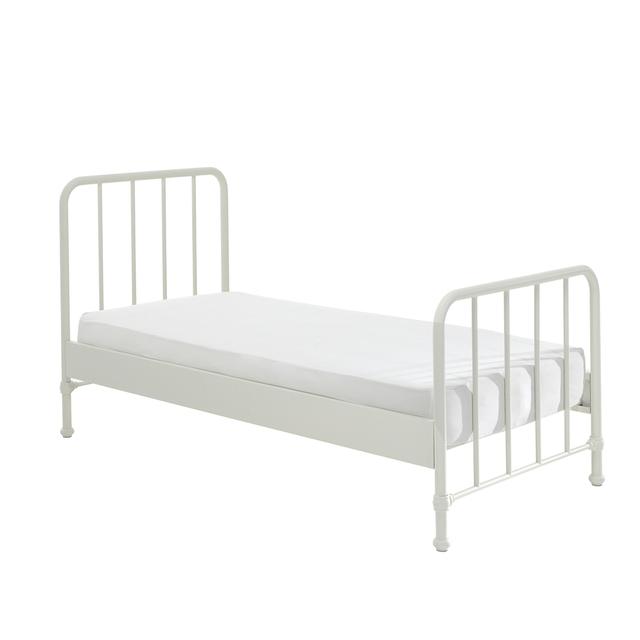 Lit 90x200 sommier inclus Bronxx - Blanc mat