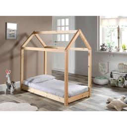 Lit Cabane 70x140 Sommier inclus - Naturel