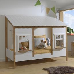 Lit cabane 90x200 sommier inclus Housebed - Blanc et bois