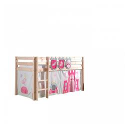 PINO  Lit Compact Pin Massif Naturel + Rideau de lit Princess +