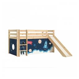 Lit Mi-Hauteur 90x200 Toboggan sommier inclus housse Space Pino