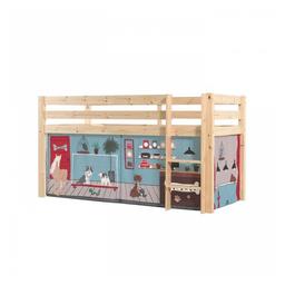 Lit Mi-Hauteur 90x200 sommier inclus housse Pet Shop Pino - Bois