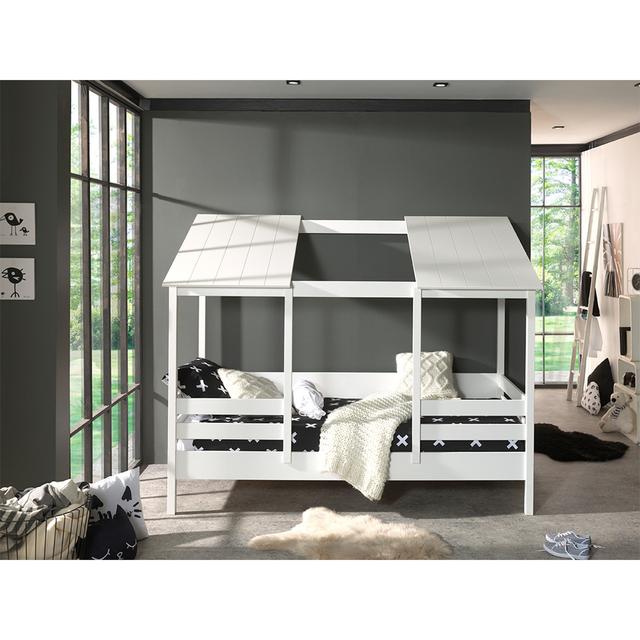 Lit Cabane 90x200 toit semi-ouvert Sommier inclus HouseBed - Bl