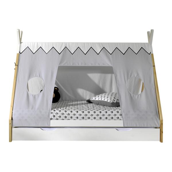 Lit tipi 90x200 sommier housse et tiroir inclus - Blanc