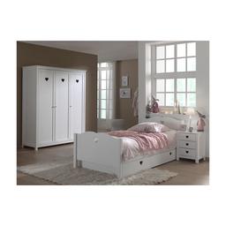 AMORI Lit simple + Lit gigogne  + Chevet + Armoire 3 portes