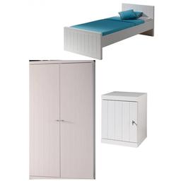 ROBIN Lit Simple 90x200Lit 90x200 + Chevet + Armoire 2 portes