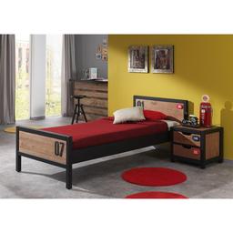 ALEX lit simple pin massif + Chevet table de nuit pin massif