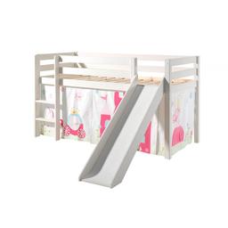 PINO Lit mezzanine avec toboggan + Rideau de lit Princess