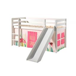 PINO Lit mezzanine avec toboggan + Rideau de lit Spring