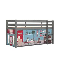 Lit Mi-Hauteur 90x200 sommier inclus housse Pet Shop Pino - Gris