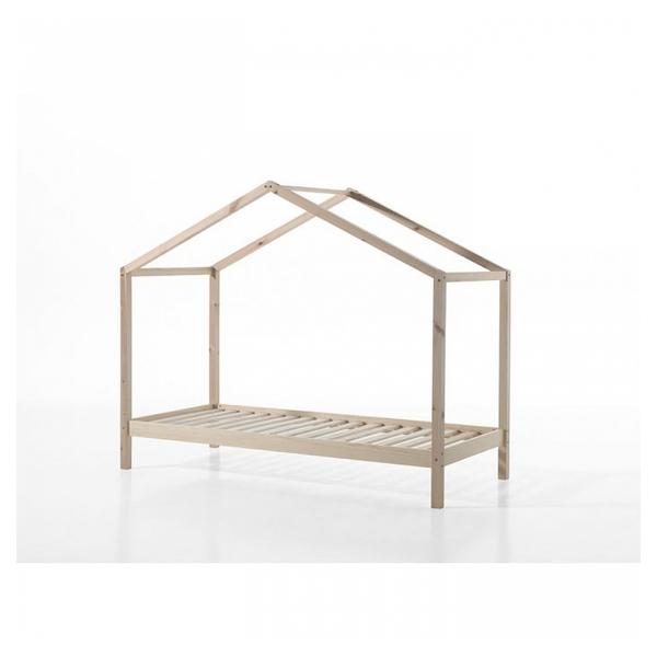 Dallas Lit cabane 90X200cm Naturel + Tente textile Papillon