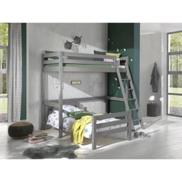 Lit Mezzanine Enfant Pino 90x200cm Gris + Lit simple