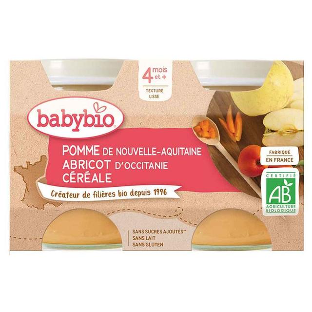 Petits pots Pomme Abricot Céréale 4 mois 2x130g