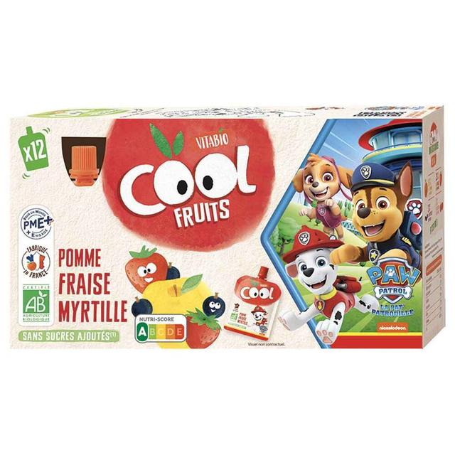 Compotes Cool Fruits Pomme Fraise Myrtille 12 x 90g