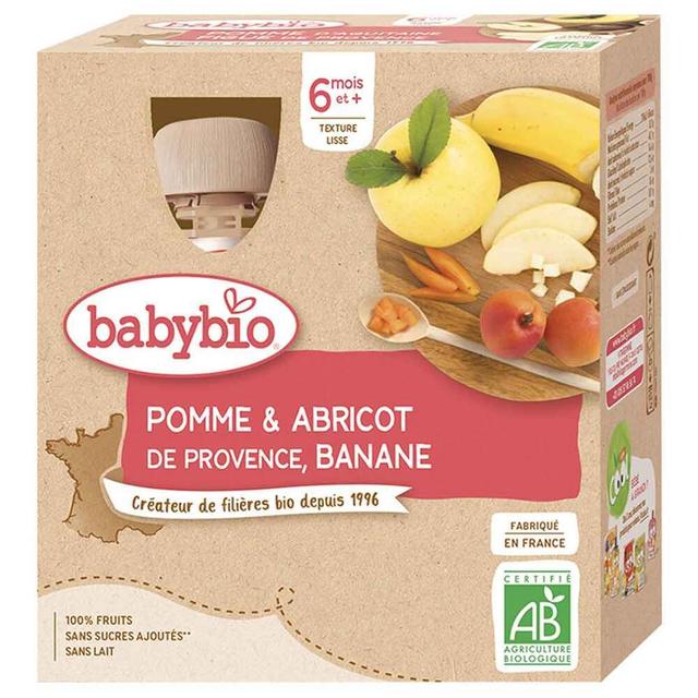 Gourdes pomme abricot banane 4 x 90g - Dès 6 mois