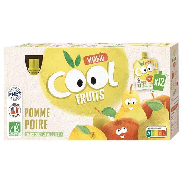 Compotes cool fruits pomme poire 12x90g